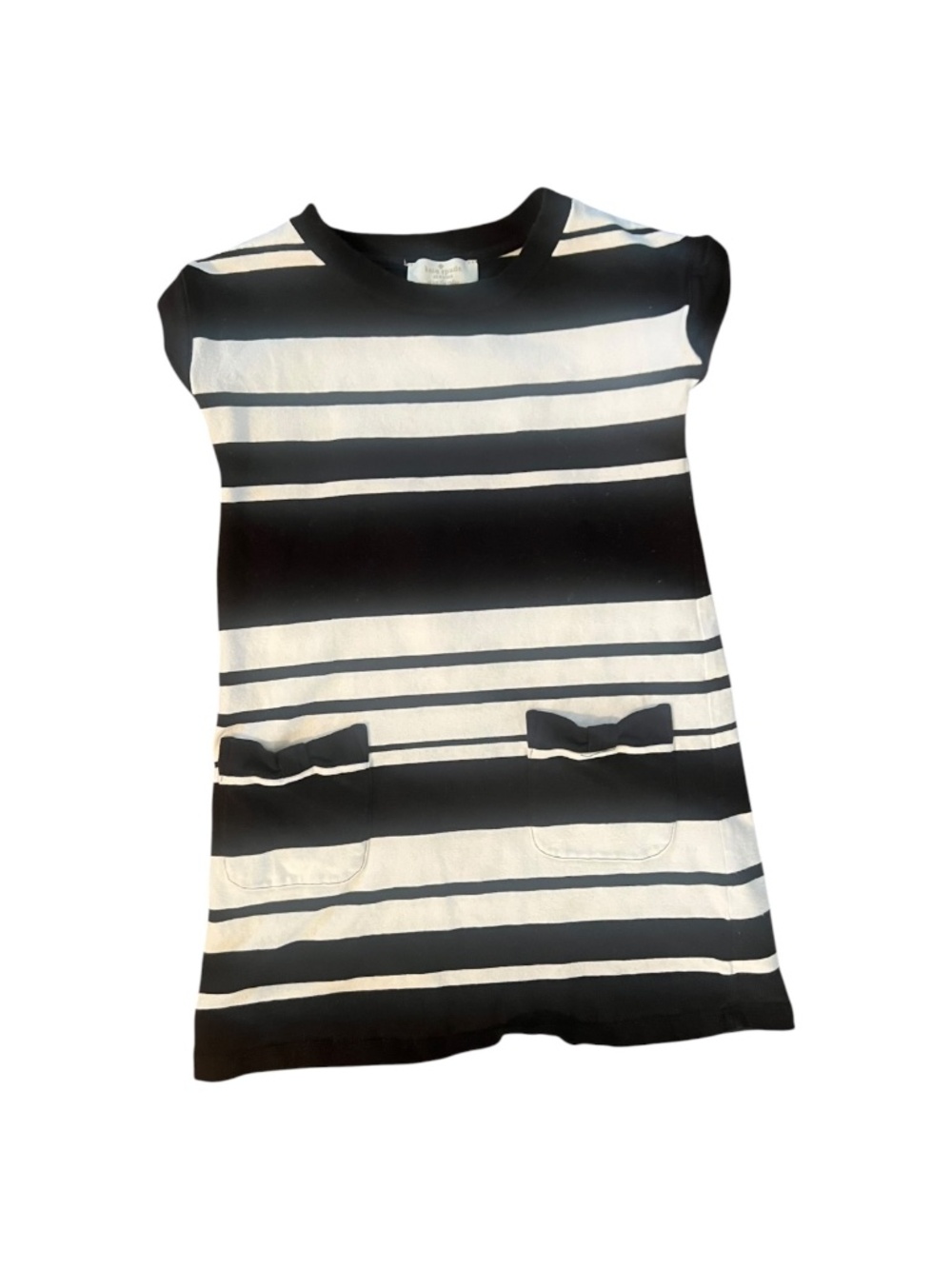 Kate Spade Black & White Striped Bow Pocket Dress Size 5T (110) VGUC